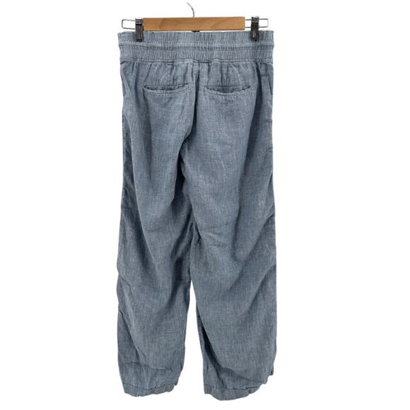 Athleta Pant Womens Size 2 Chambray Blue Cabo Linen Wide Leg Mid Rise Athletic - Picture 2 of 11